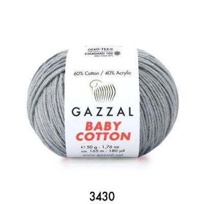 GAZZAL  BABY COTTON   3430  - 60% Хлопок, 40% Акрил 50 г/165 м